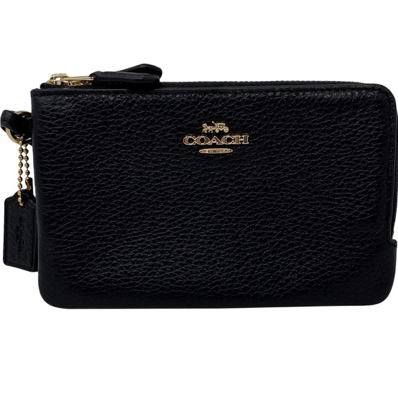 NWOT-Coach Black Pebbled Leather Wristlet - Picture 2 of 8